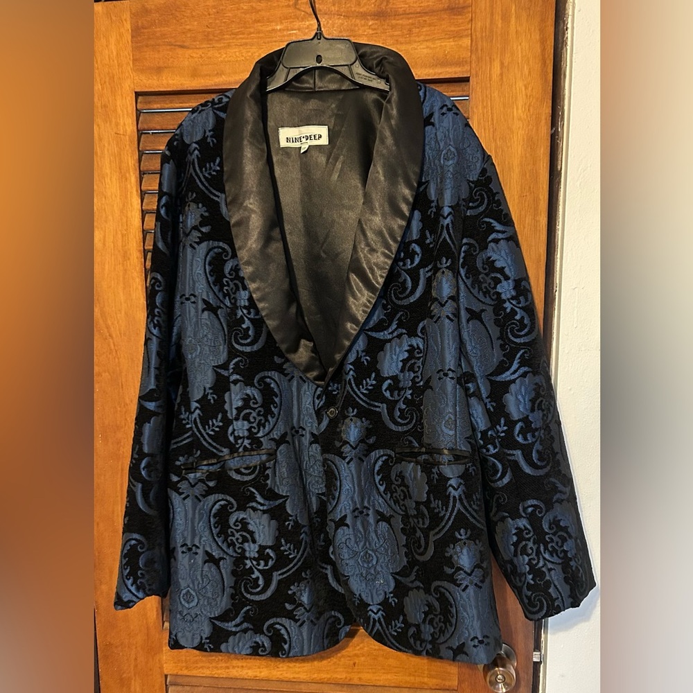 NINE DEEP Unisex Floral Vintage Style Retro Playboy PeaCoat Size XXL